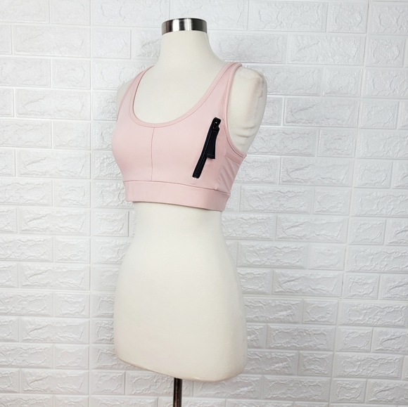 GYMSHARK Ultility Sports Bra | Front Zip Pocket | Pink | Size-S - Picture 5 of 12